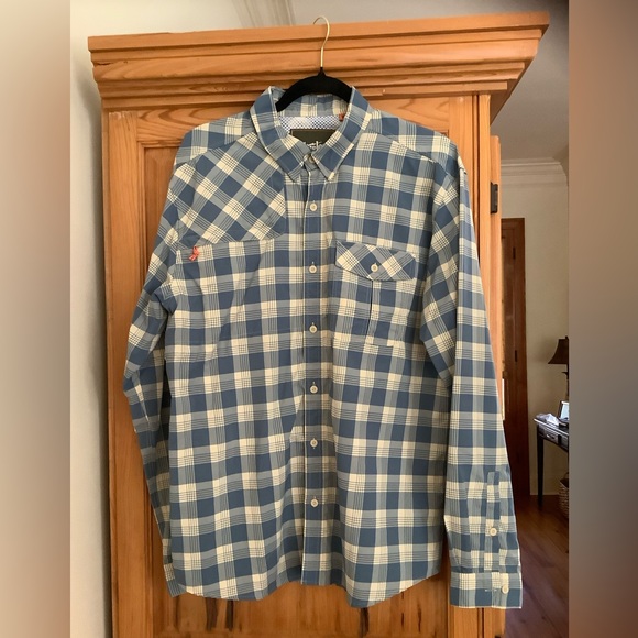 Howler Brothers Blue and Cream Plaid Men's Shirt - Picture 1 of 6